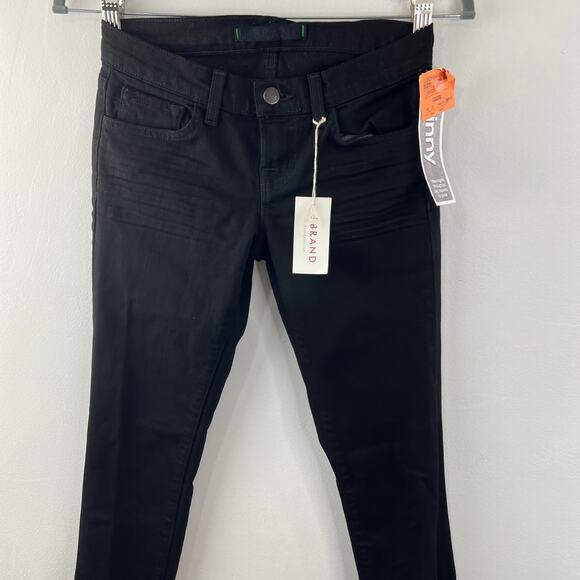 J Brand Black Jeans Cotton Stretch Low-Rise Dark Wash Pencil Leg Size 24 New - Picture 3 of 11
